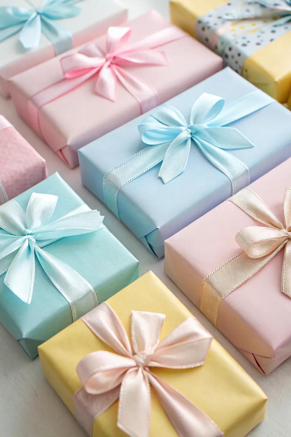 Presents harmoniously matched in hue, beautifully assembled for an exquisite presentation.