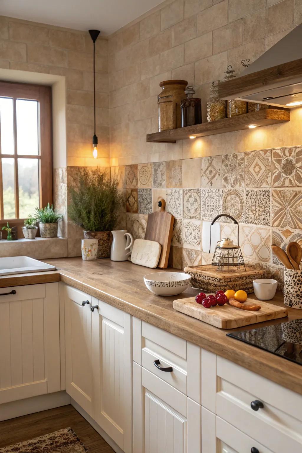 Blend smoothly using earthy shades in your cooking area.