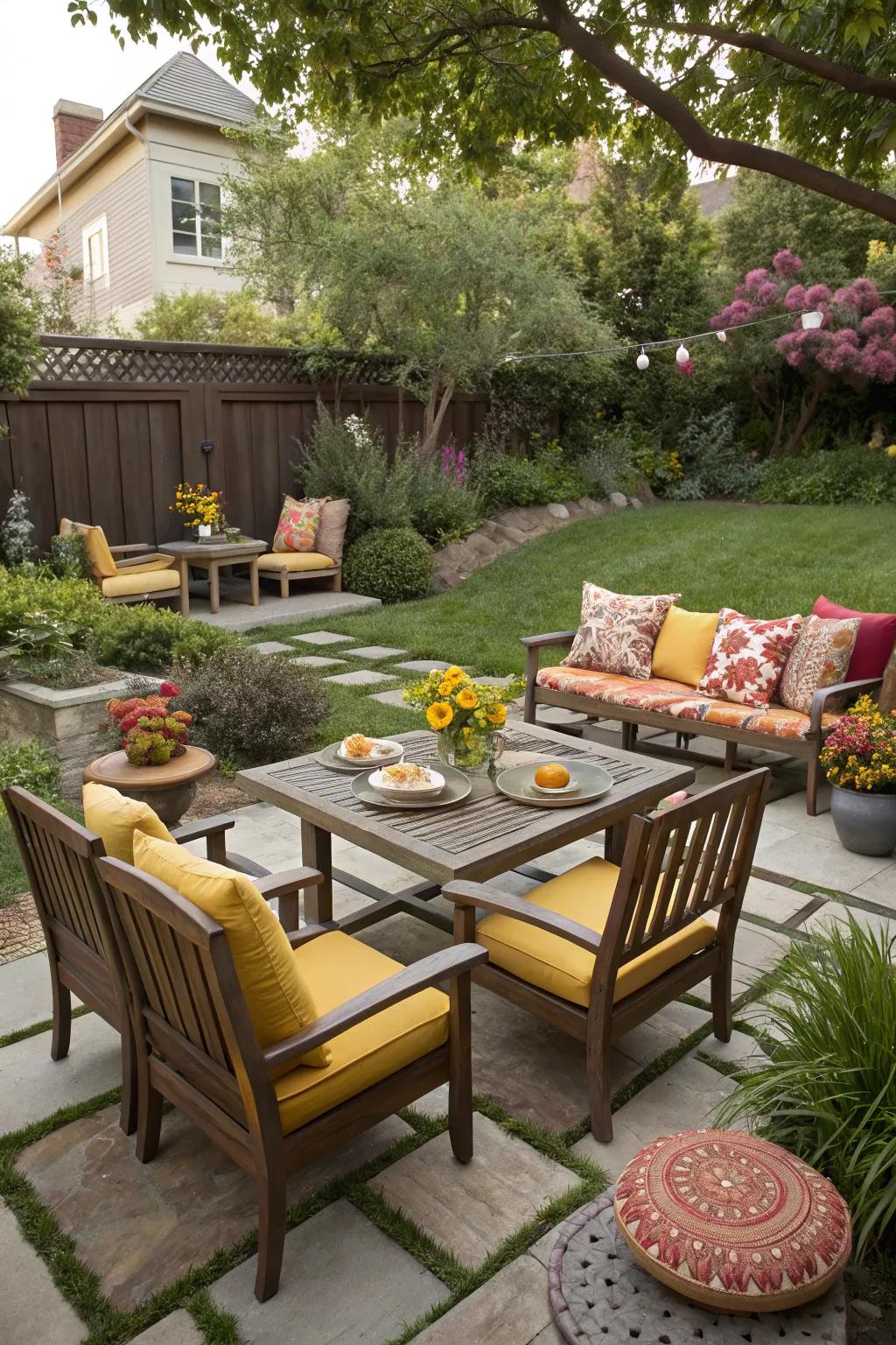 A spectrum of seating alternatives establishes a snug and engaging atmosphere.