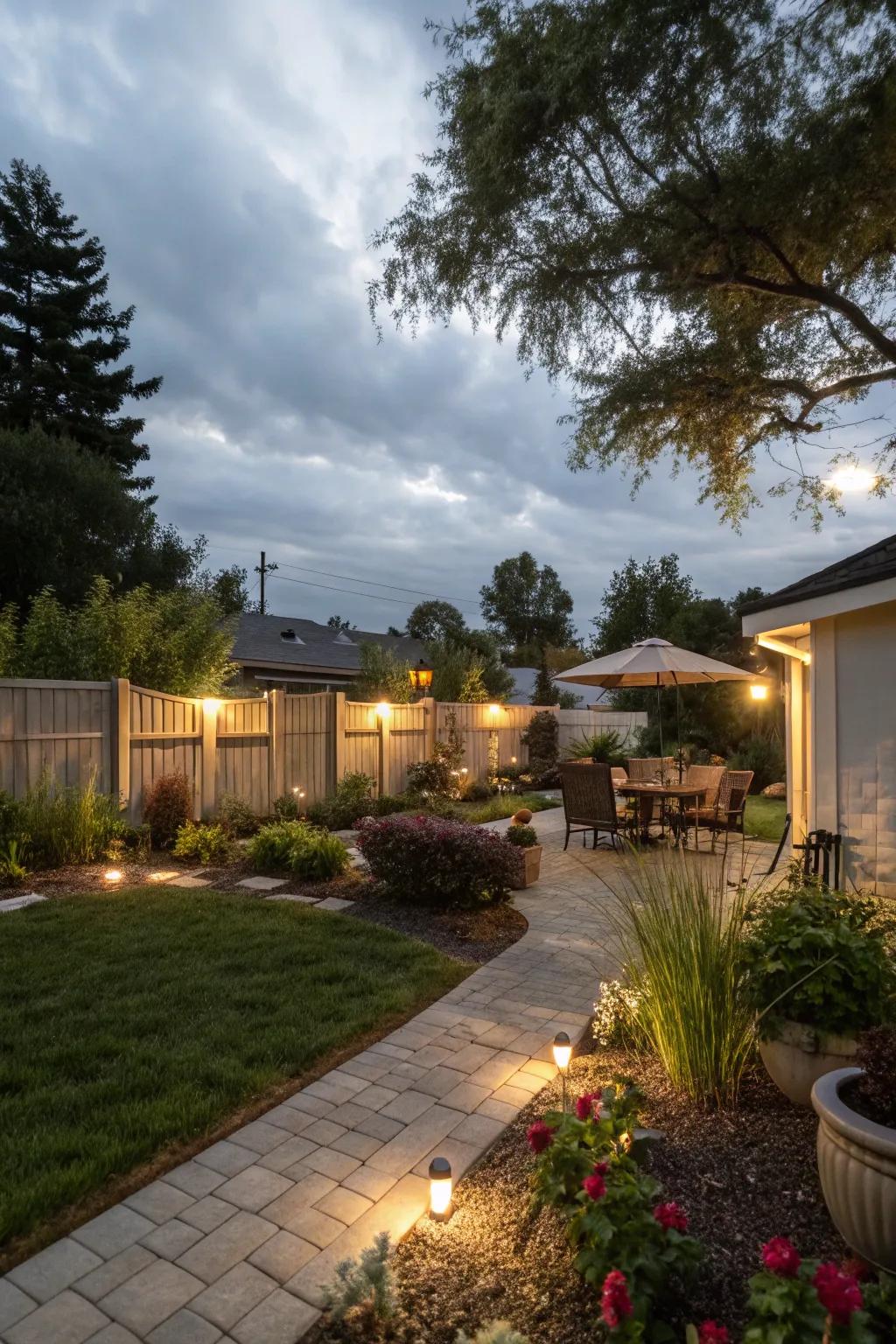 Blending illumination sources enriches the depth and interest of your backyard's ambiance.