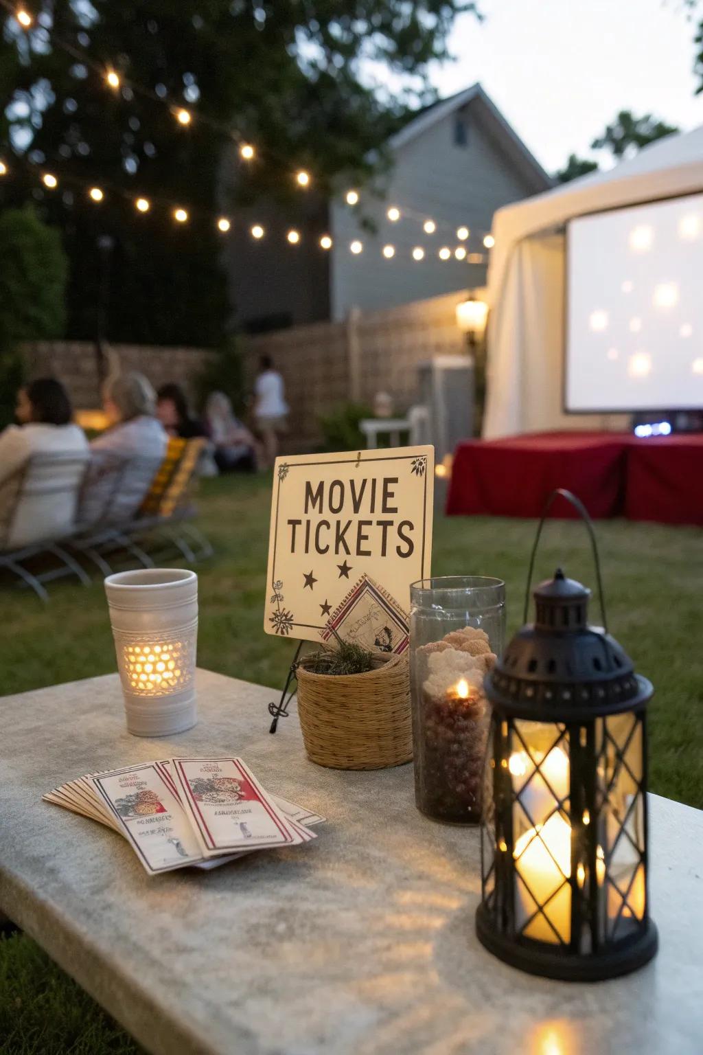 Customized movie tickets add a memorable and personal touch.