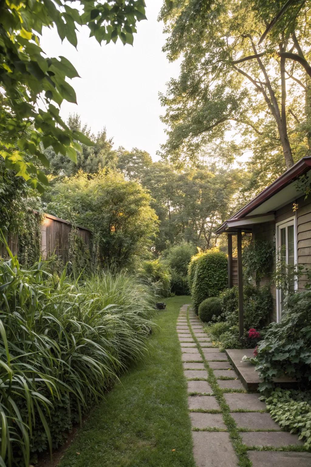 Towering flora crafts a sheltered emerald haven.