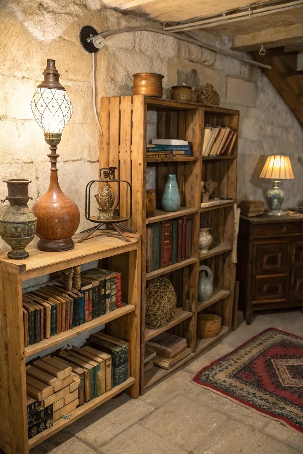 Repurposed furniture introduces charm and sustainability to your storage arrangements.