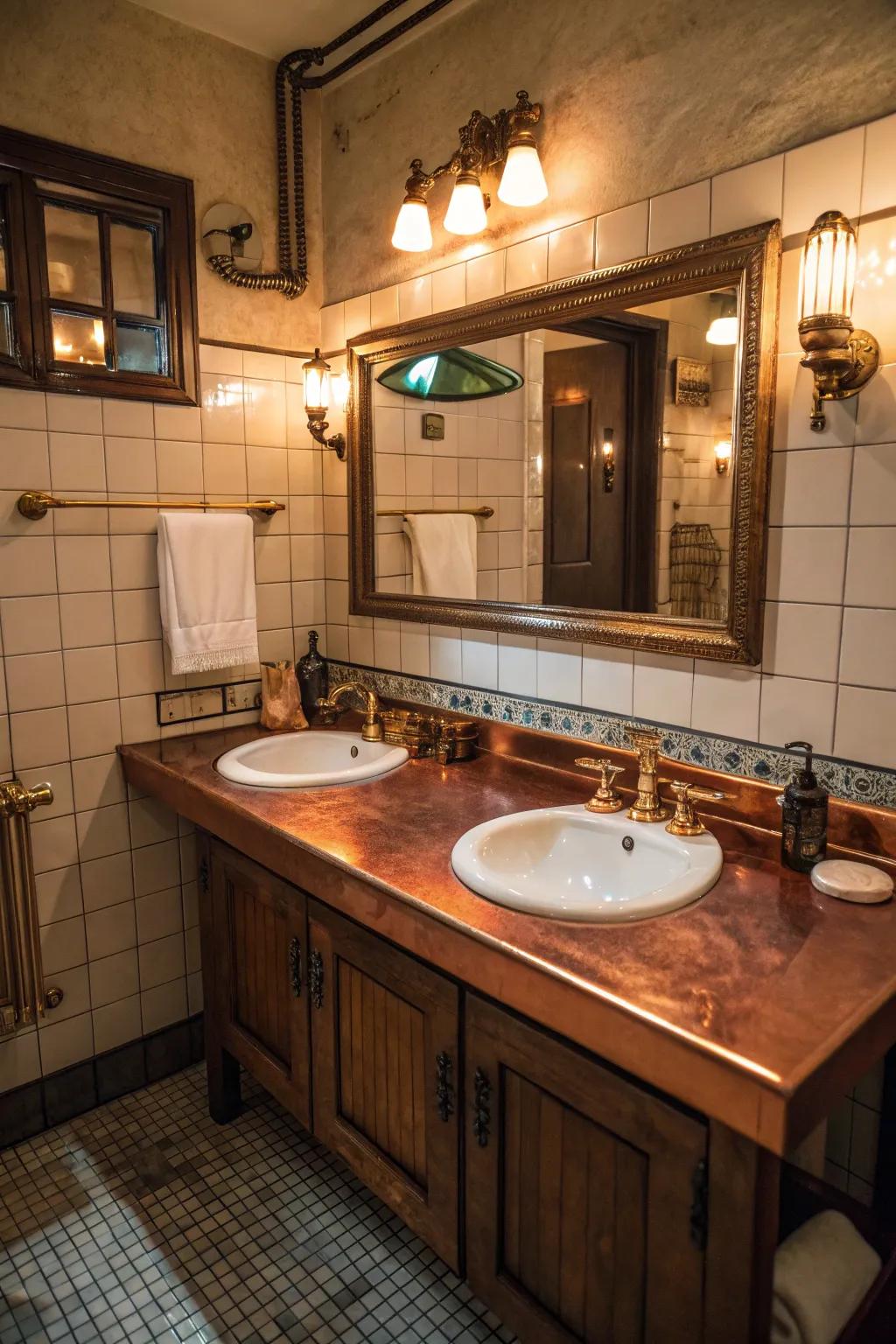 Brass countertops acquire a distinctive patina over time.