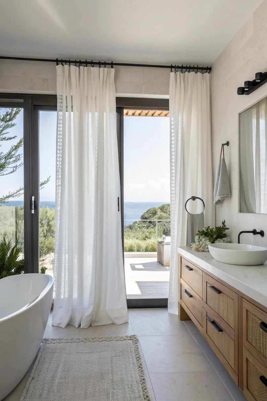 For a modern restroom, minimalist coverings offer a sleek and contemporary appearance.