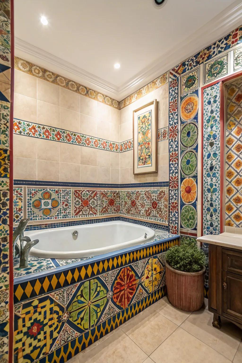 Transform your tub quarters with fancy tiling.