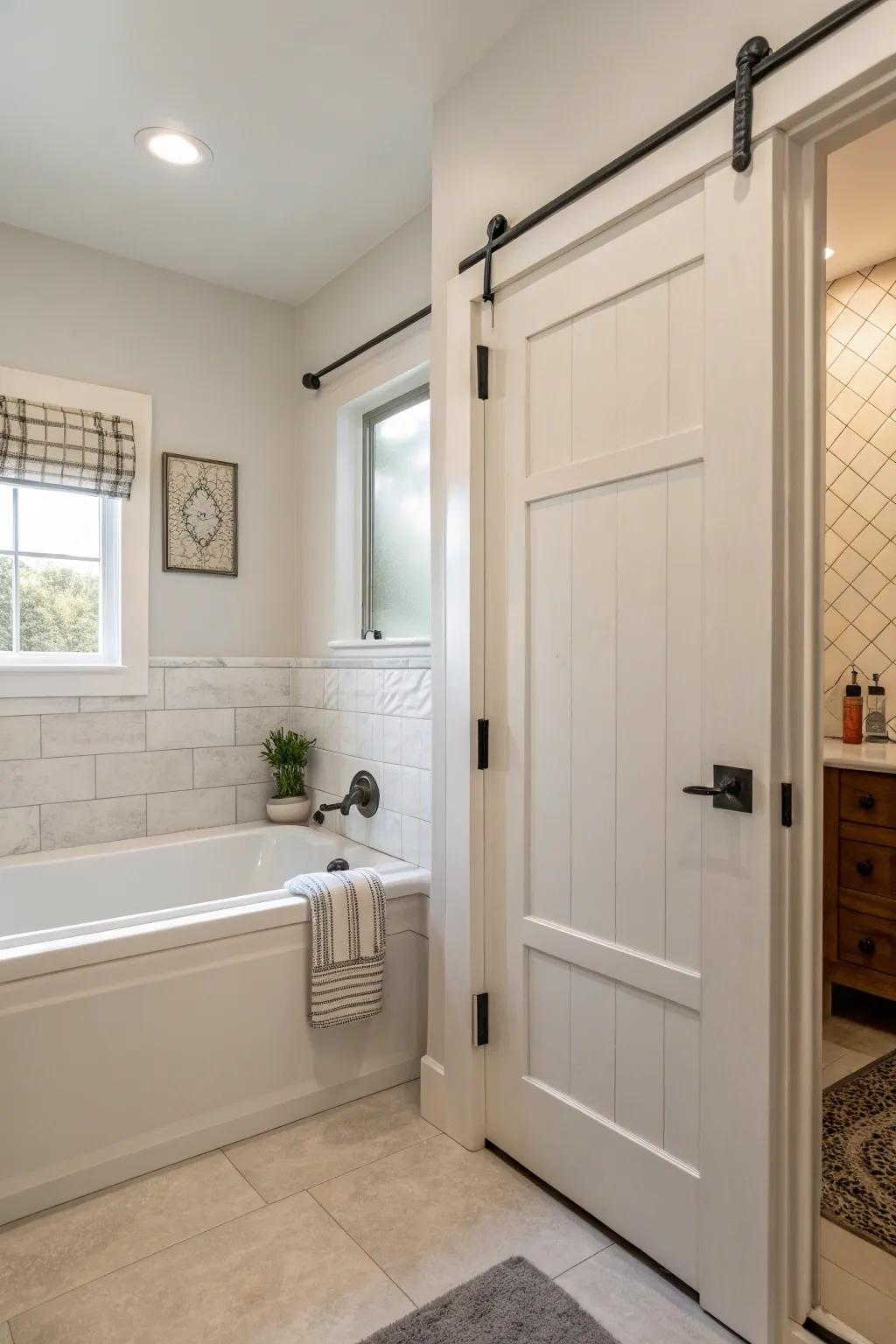 Minimalist hardware ensures the spotlight stays on your bathroom’s elegant design.