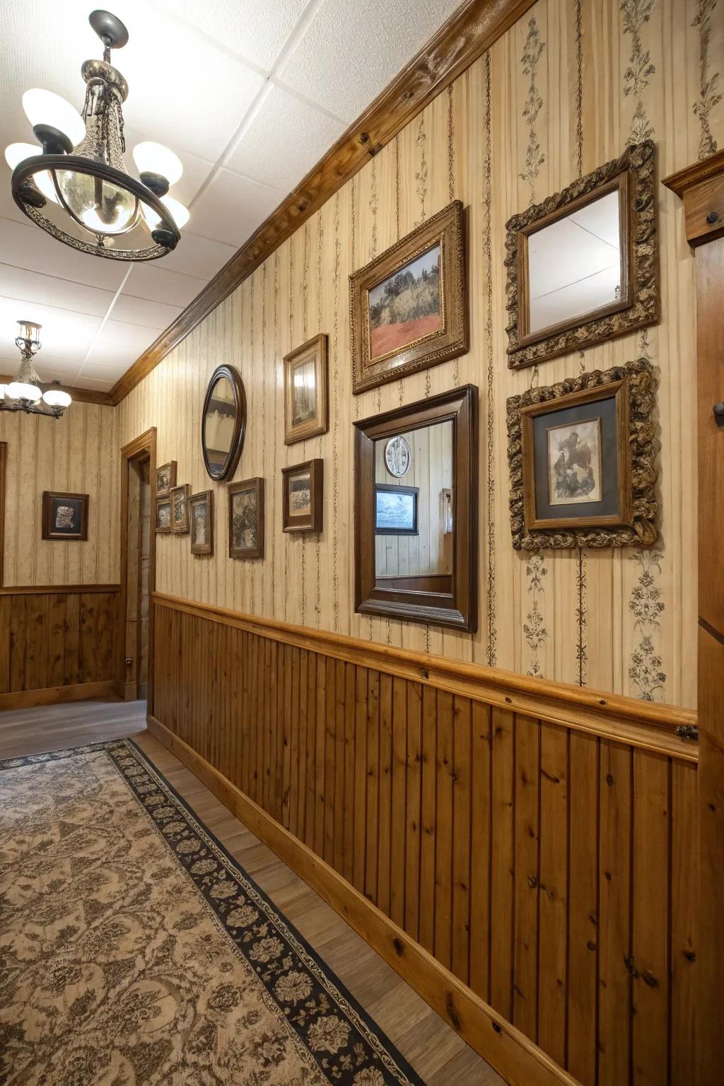 Mirrors and frames add depth to wall panel walls.