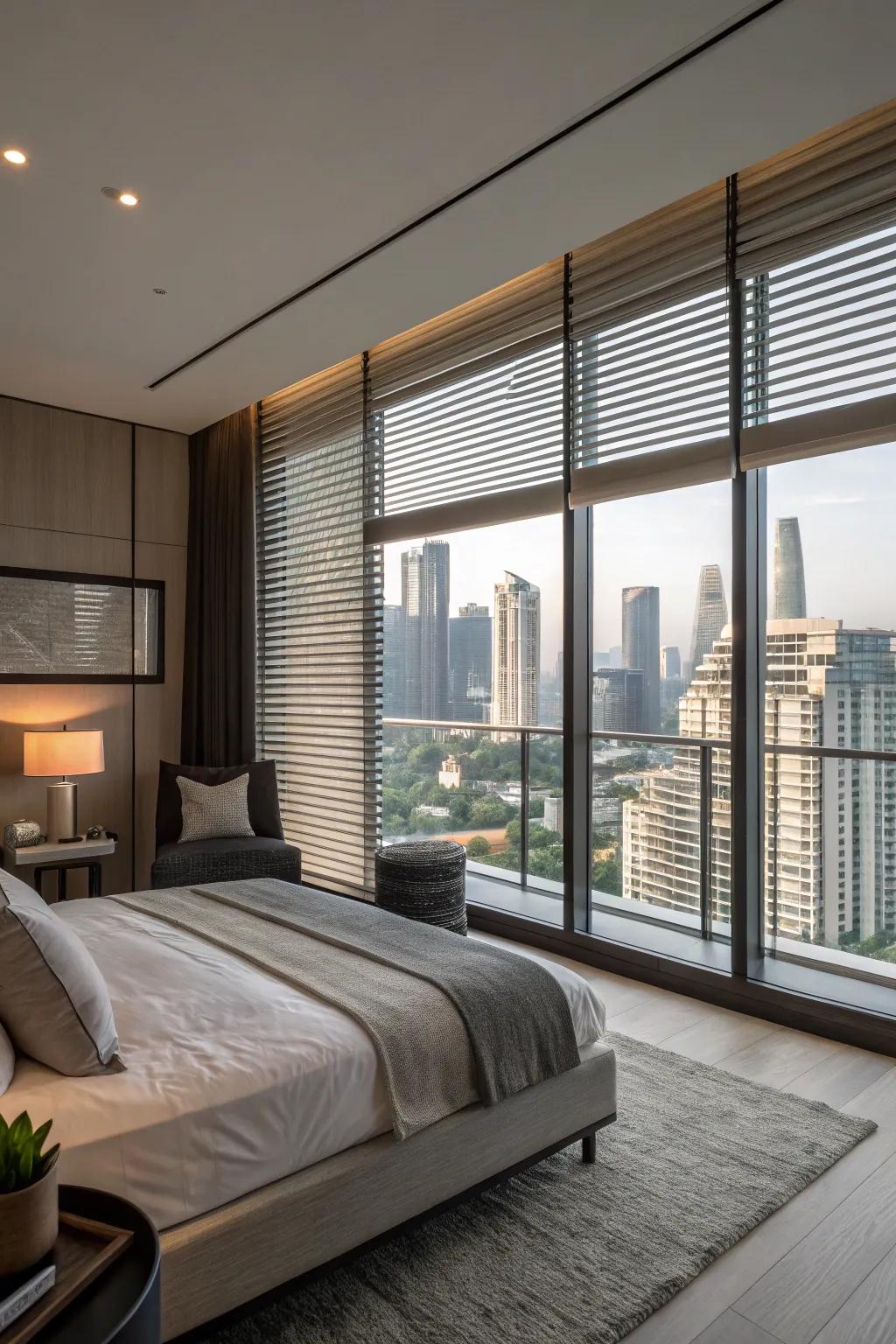 Smart shades provide modern convenience with a touch of technology.