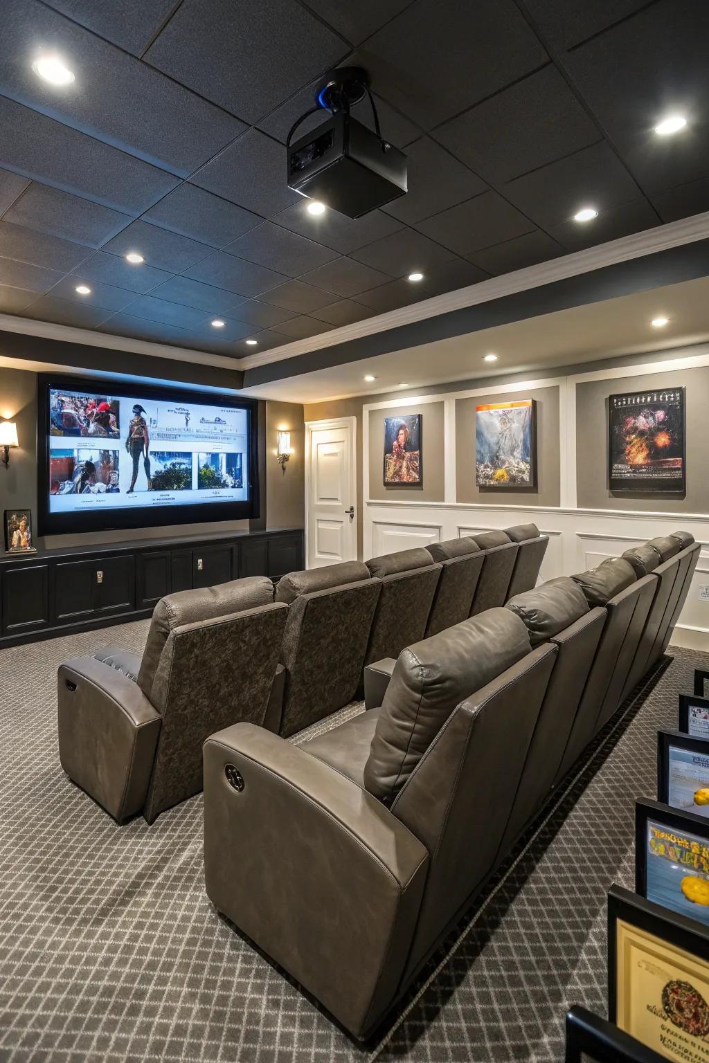 Tiered seating provides excellent screen views for every viewer.
