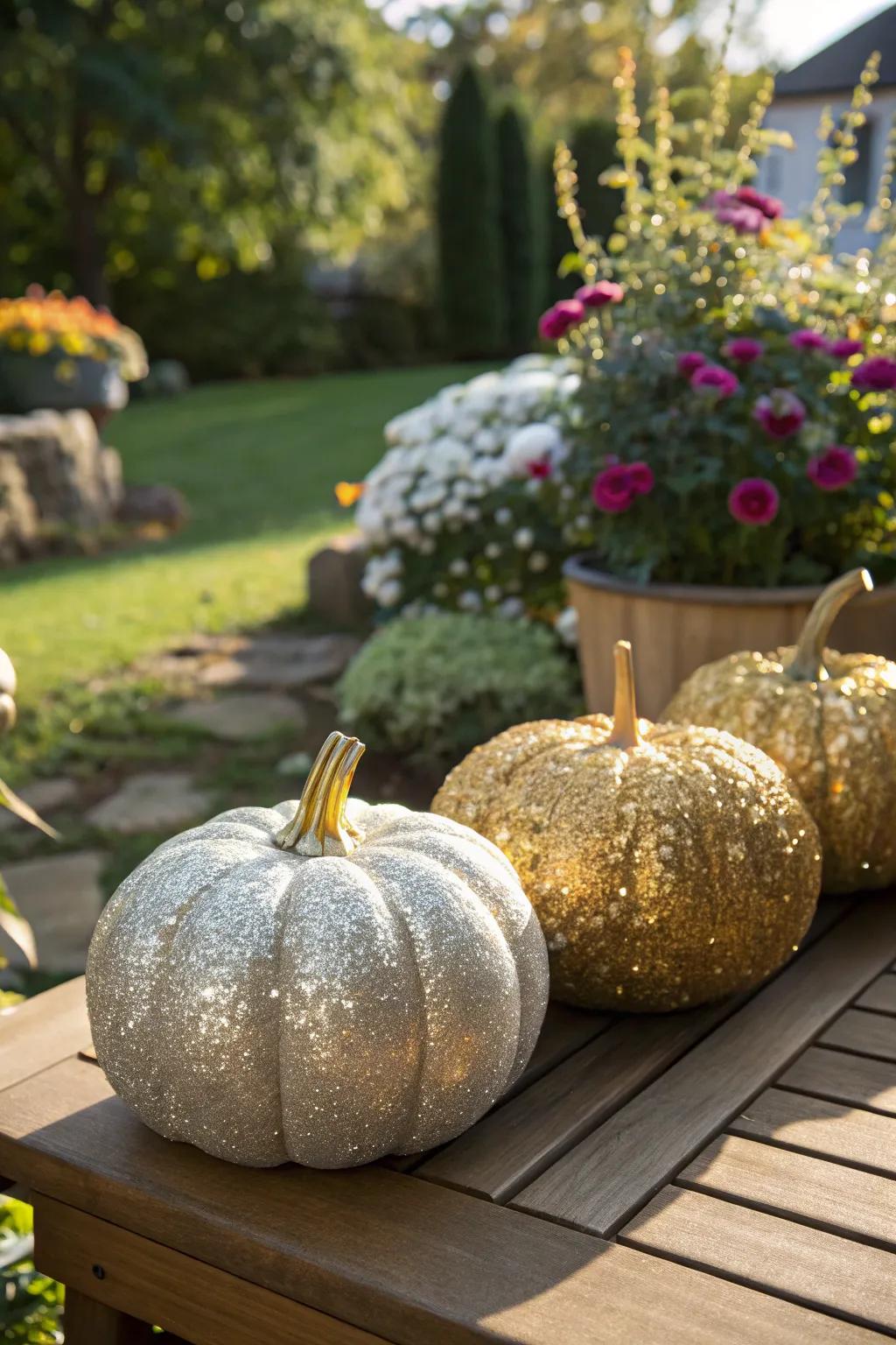 Incorporate some shimmer by employing shimmer-plated gourds.