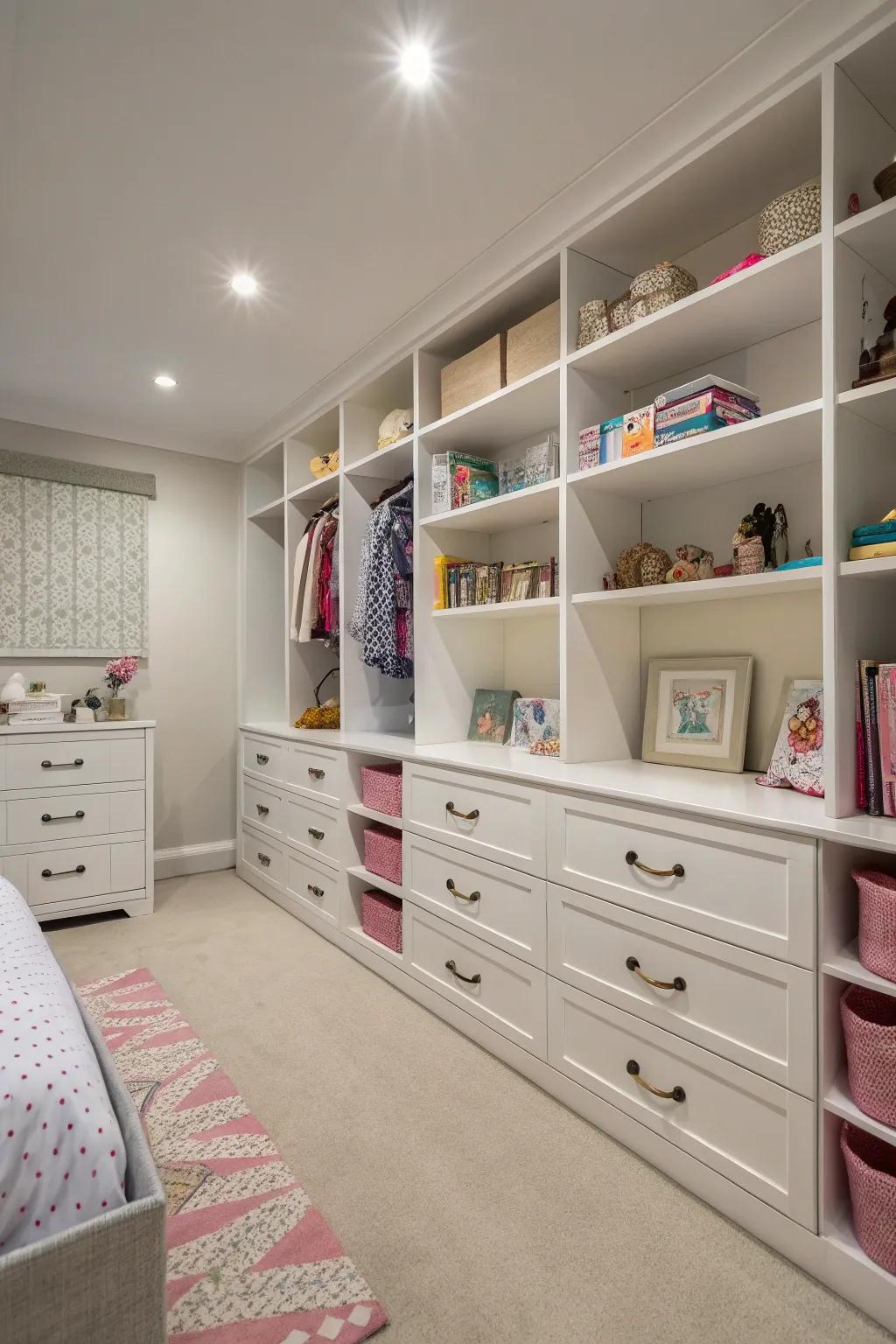 Efficient arranging solutions to keep the room free of clutter.