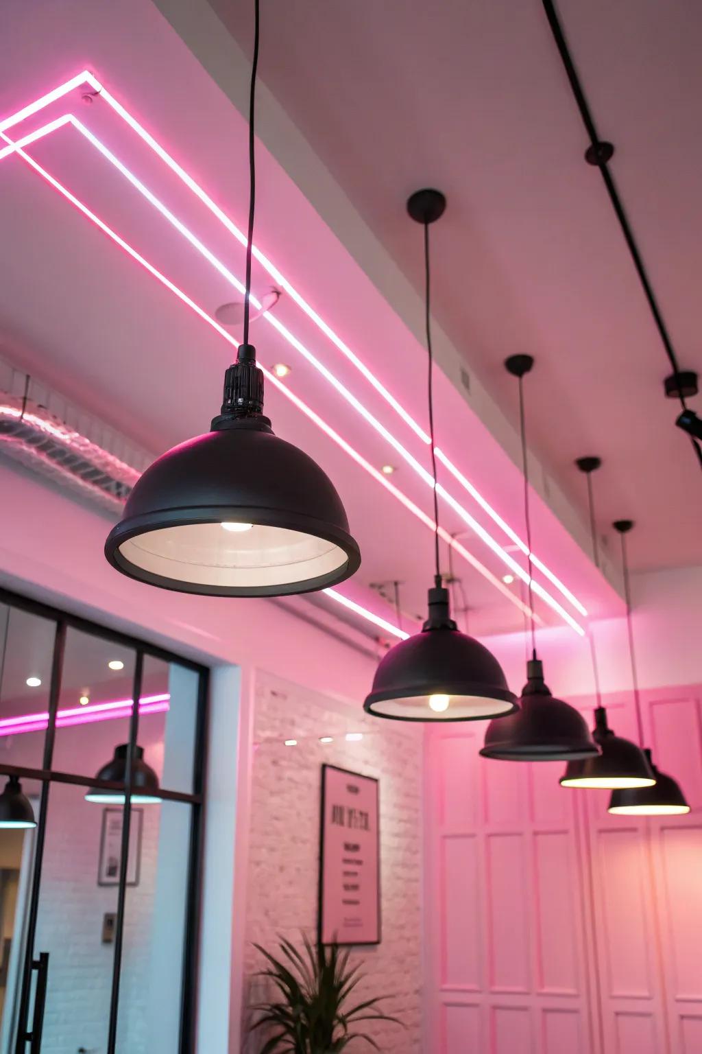 Modern lighting solutions give a contemporary feel to the area.