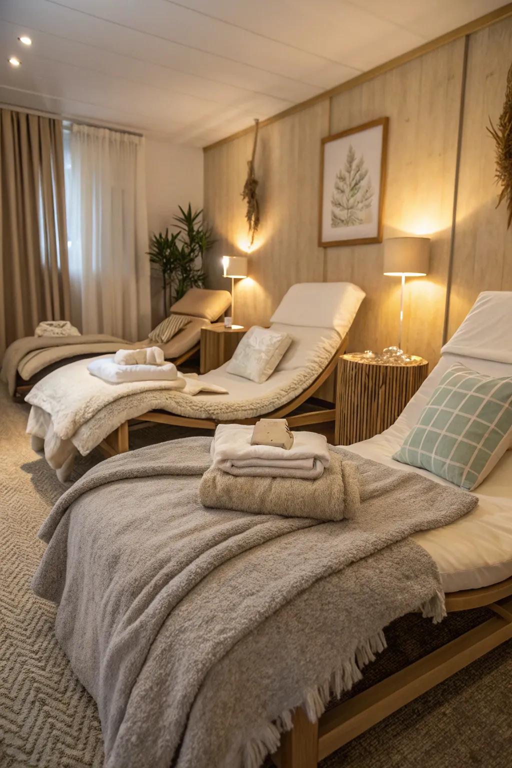 Gentle textiles enhance comfort and style in the procedure space.