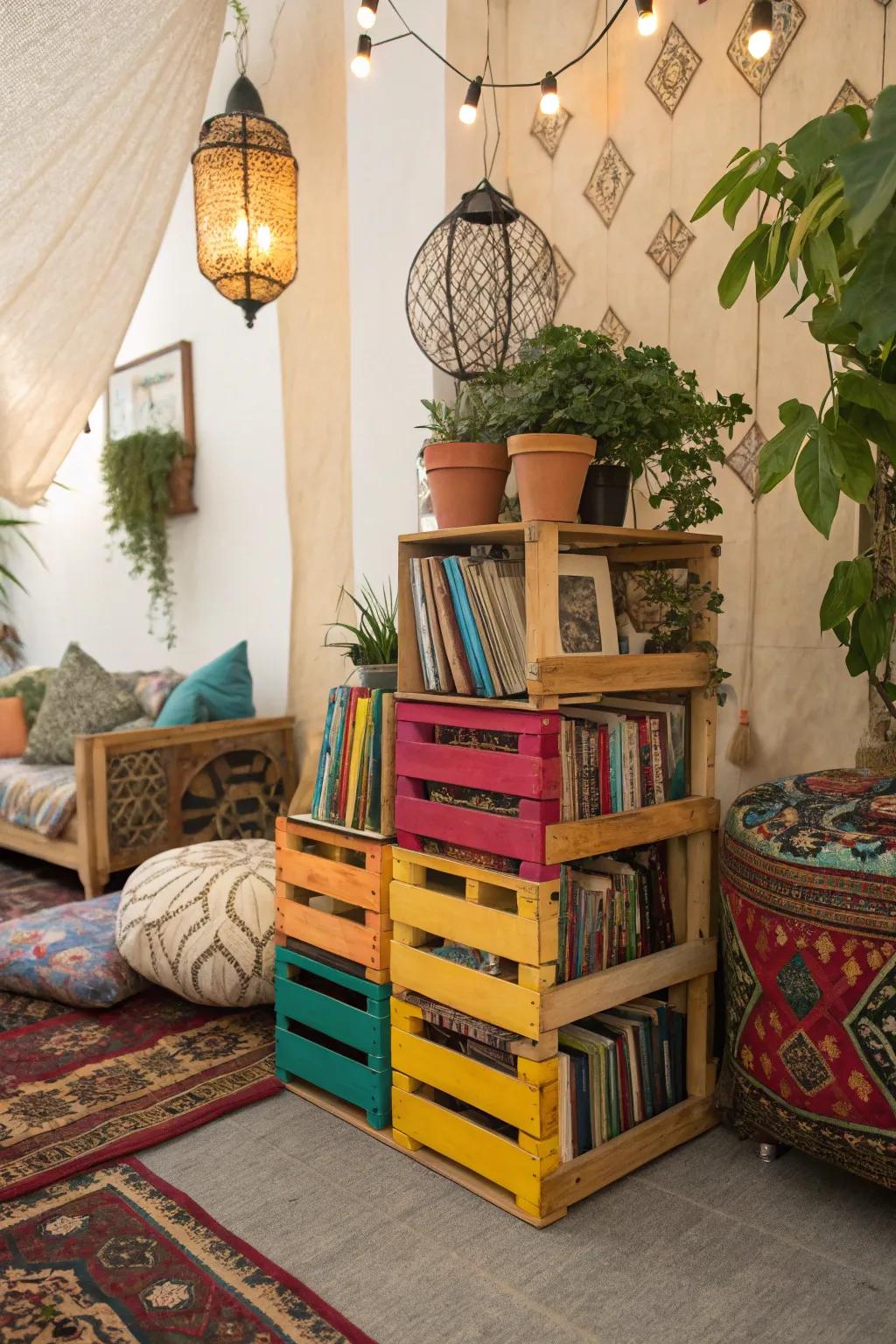 Vibrant containers contribute a lively element to your storage plans.