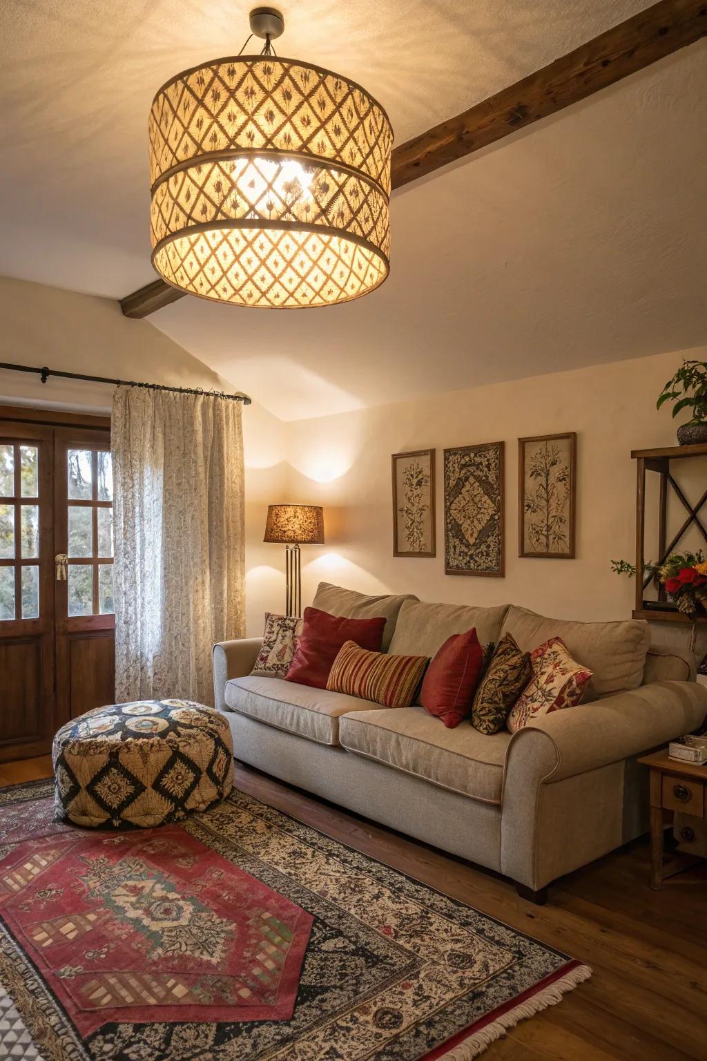 Textile coverings create a comfortable and welcoming atmosphere.