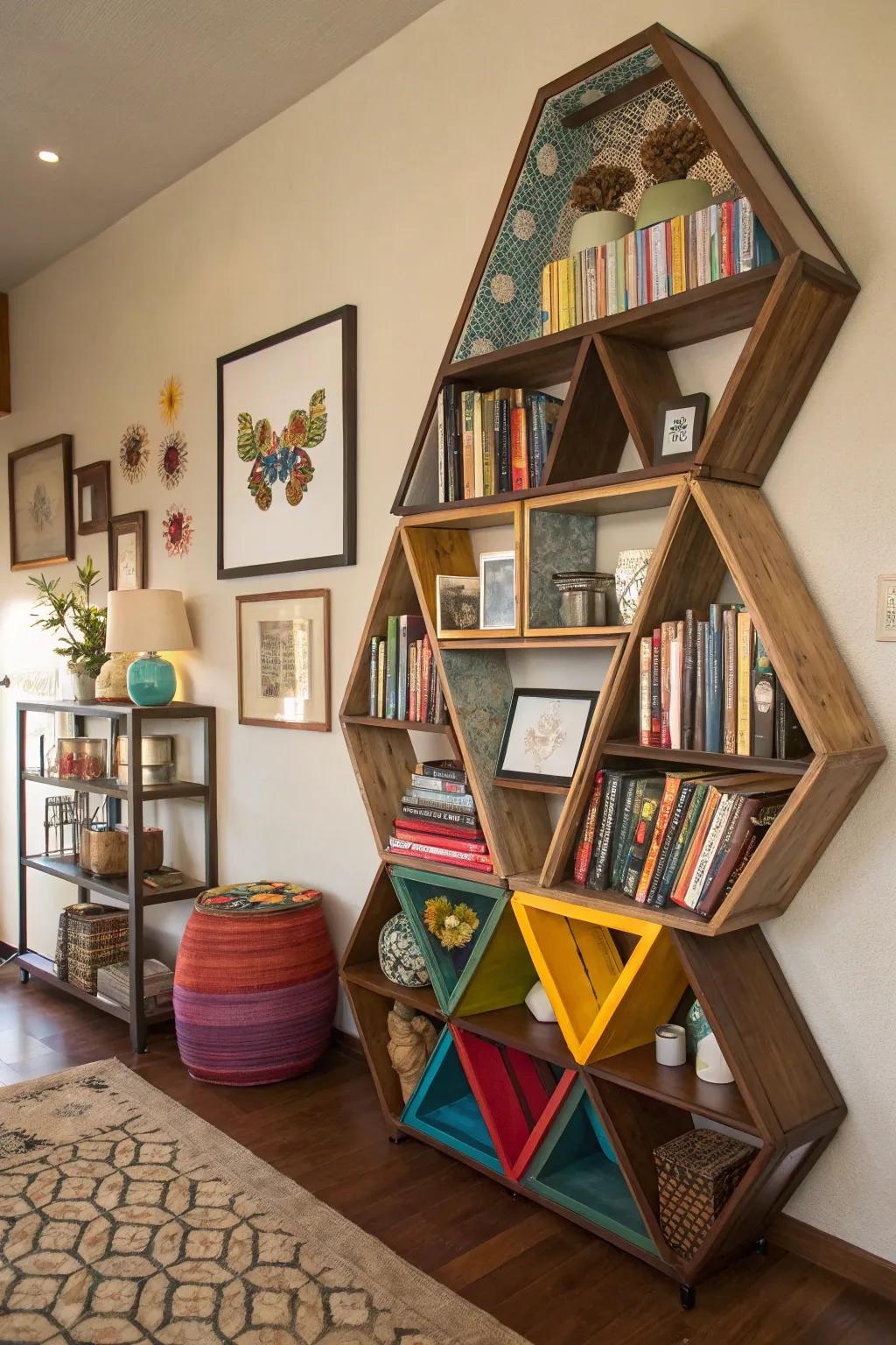 Unique shelf designs can be a stunning focal point.