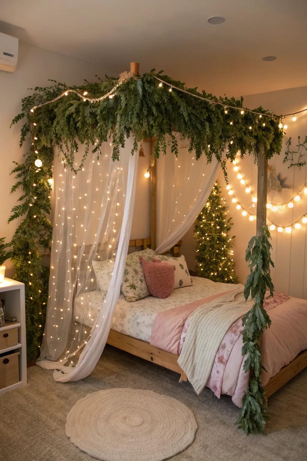 Venture into an enchanted forest with this fairy tale-themed canopy bed.