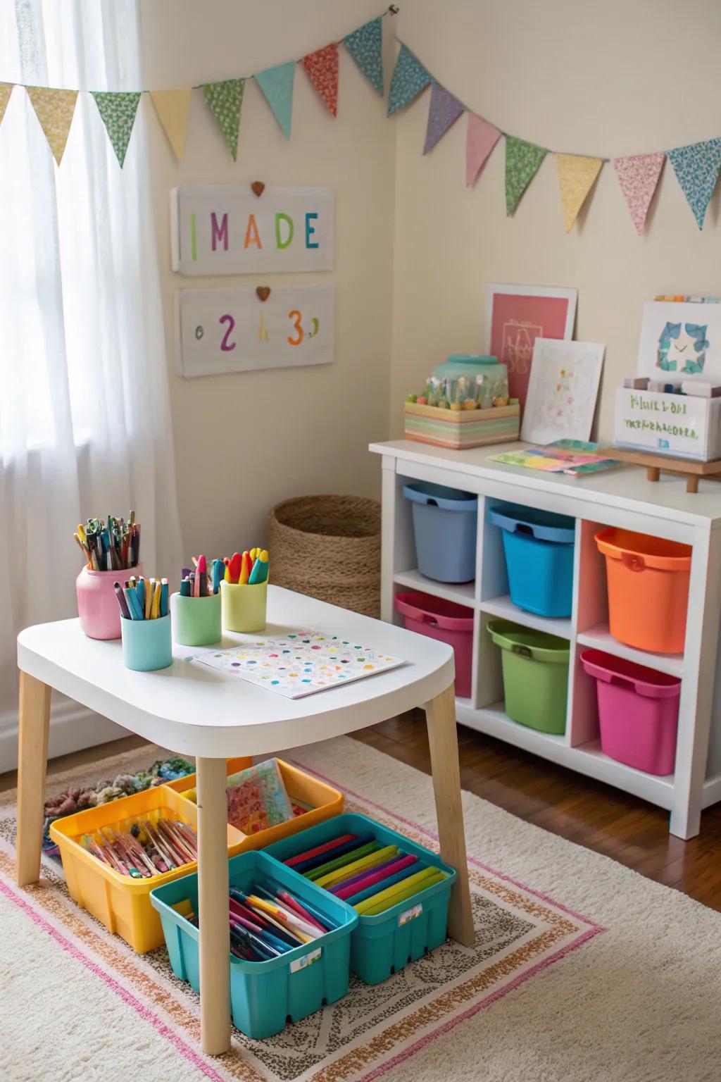 A crafting corner that sparks creativity and hands-on amusement.