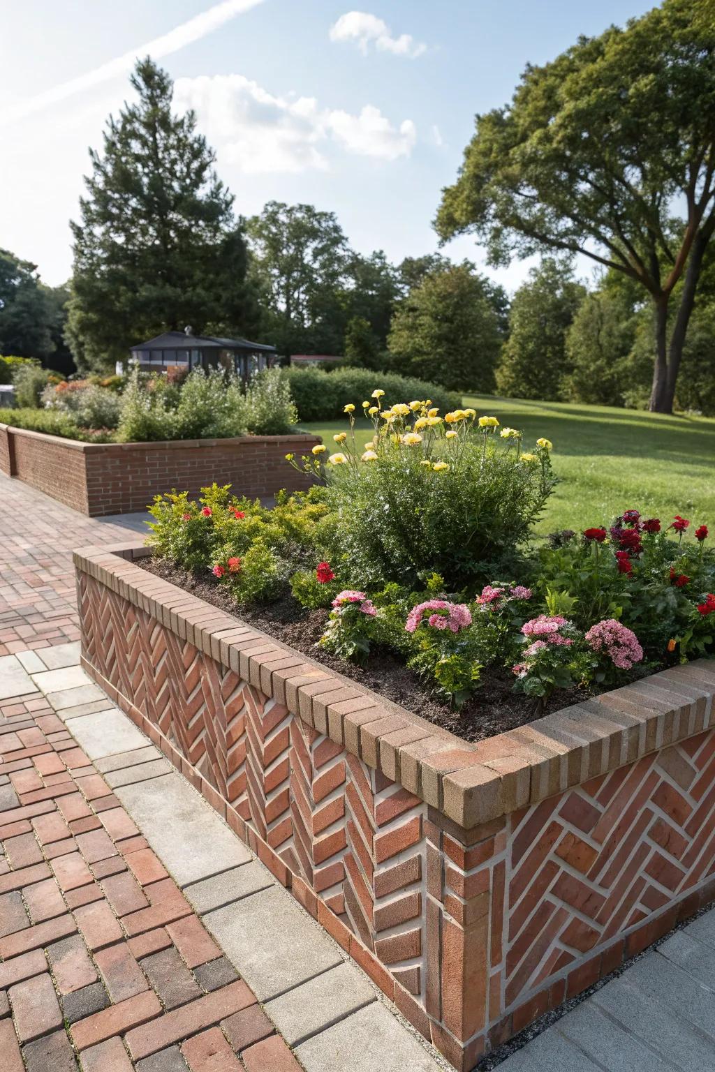 Enliven your garden with personality through decorative brick patterns.