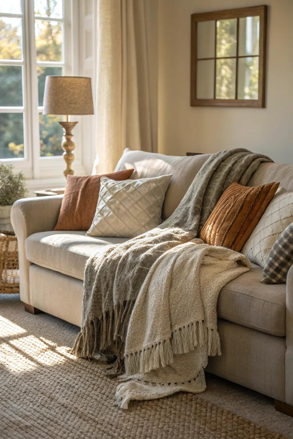Soft textures can turn your living room into a warm, cozy space.
