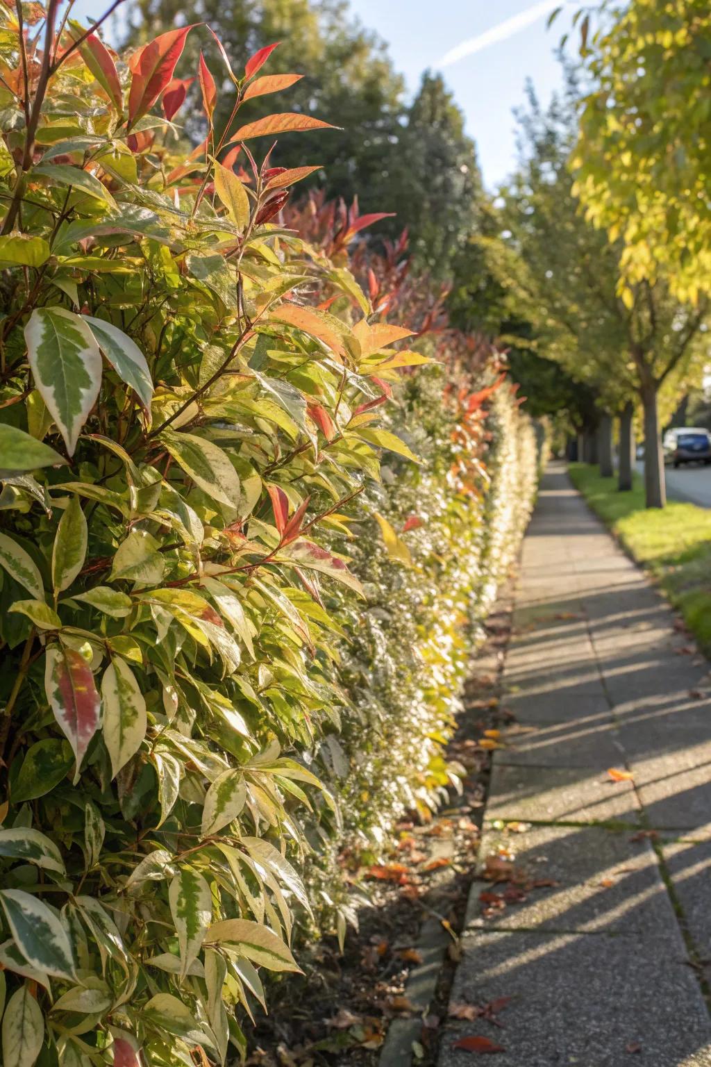 Hakuro-nishiki willow makes a striking and colorful fence.