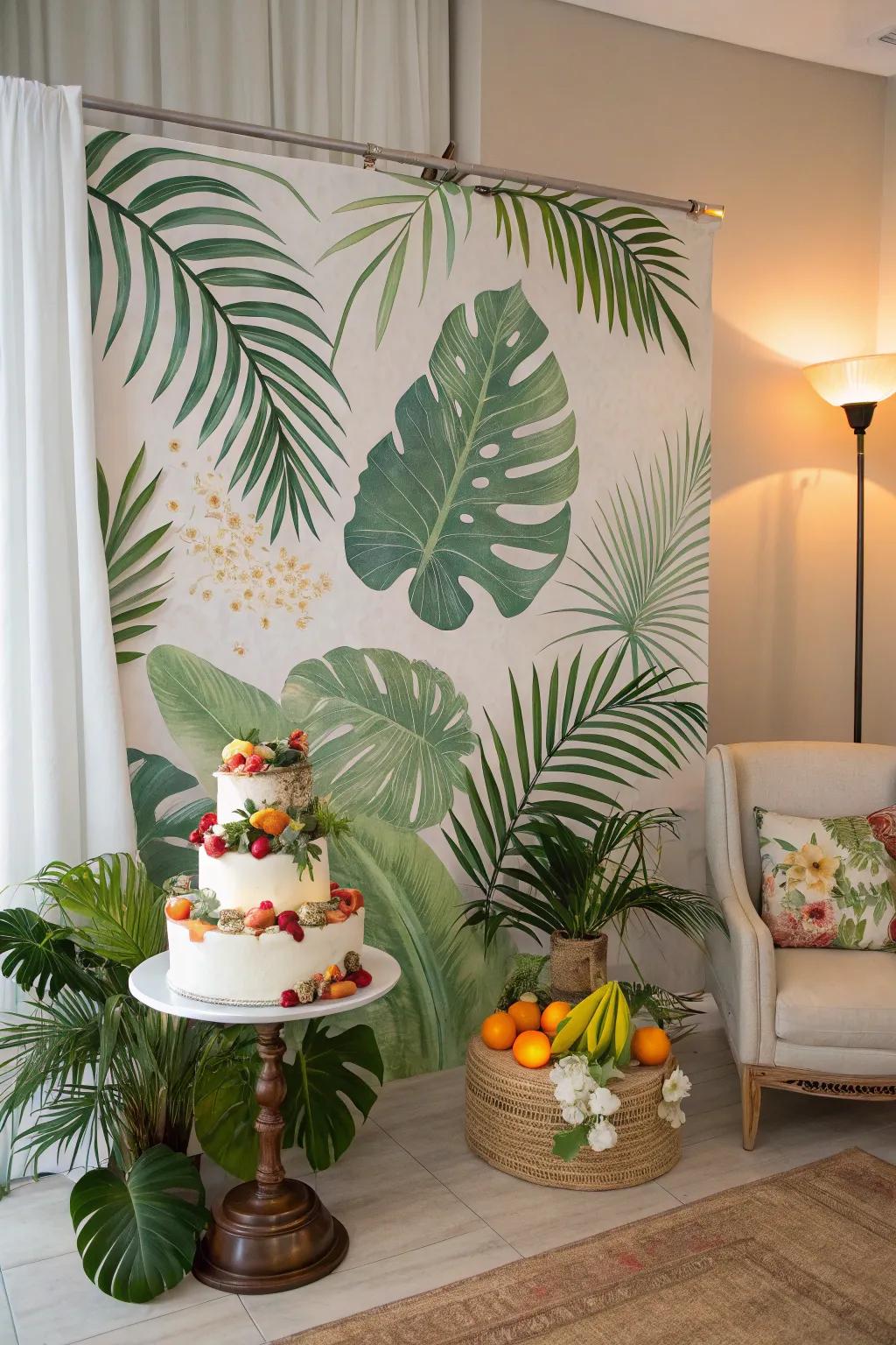 Craft an exotic island scene for a spirited cake smash.