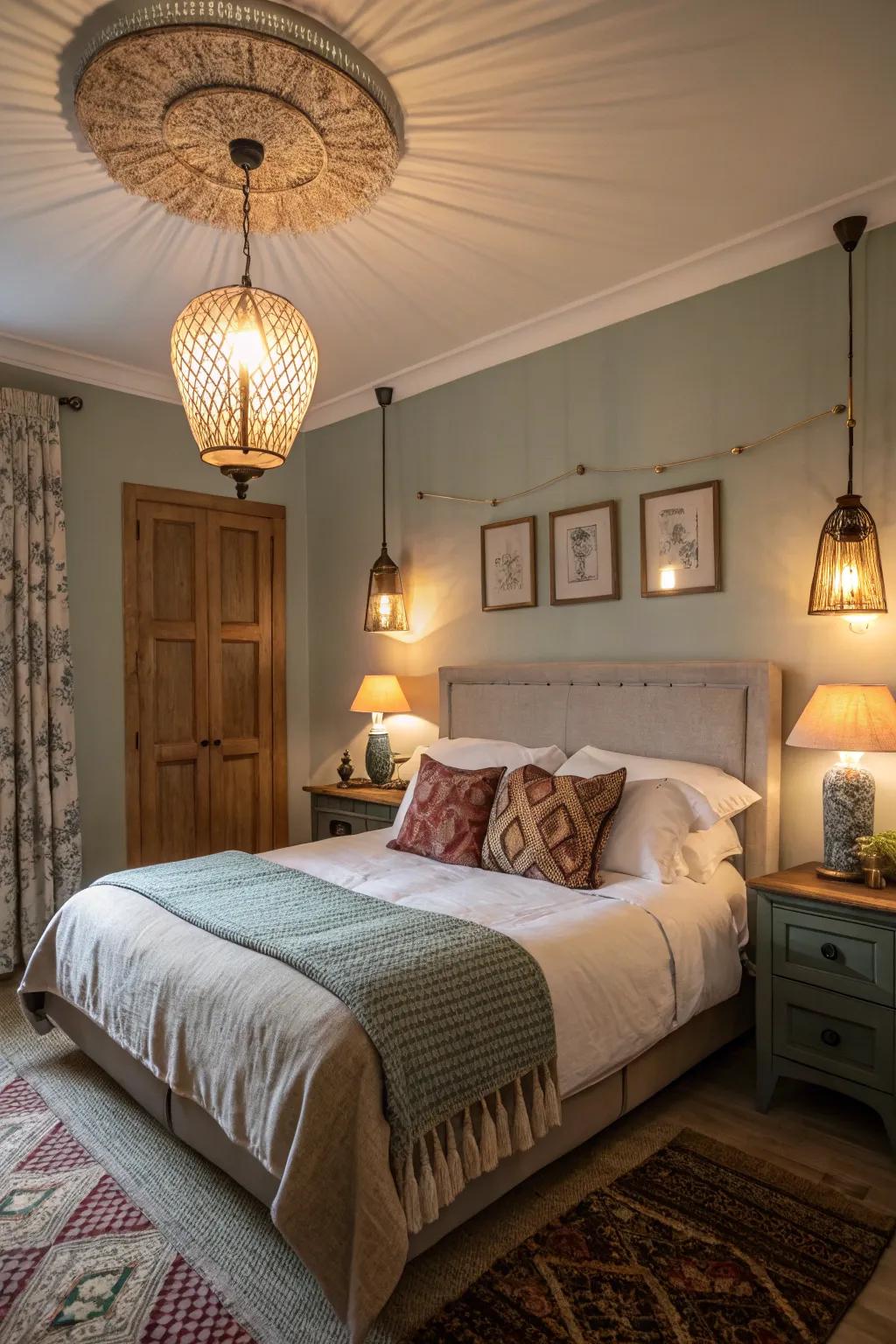 Subdued lighting for a calm bedroom.