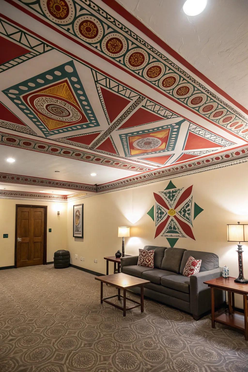 Celebrate individuality with a striking, patterned ceiling that articulates volumes.