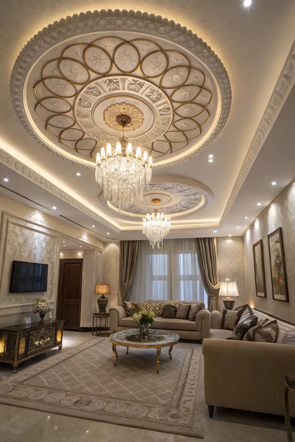 Layered rosettes contribute depth and fascination.