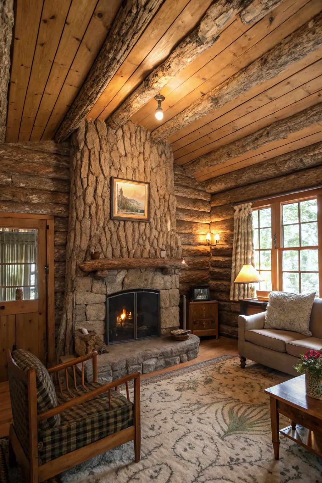 Usher nature indoors through the organic allure of a tree bark-inspired texture.