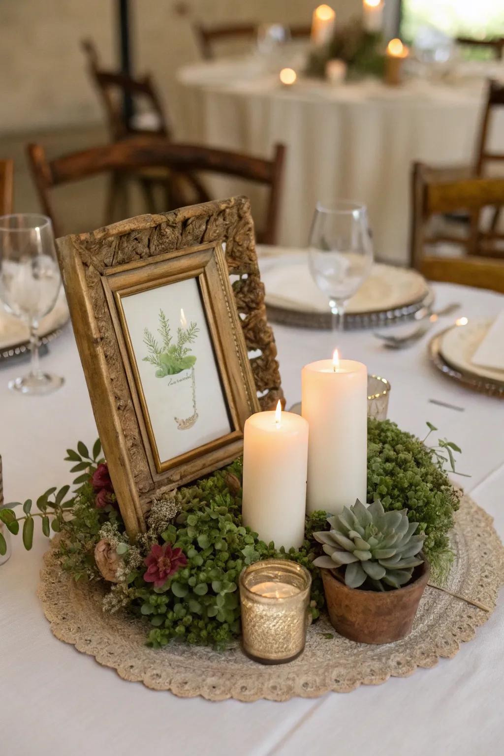 Artistic flair with a unique border centerpiece foundation.