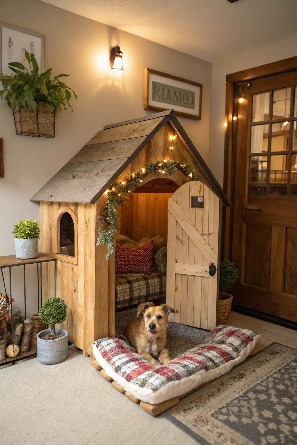 Bring cozy home charm indoors with this unique kennel design.