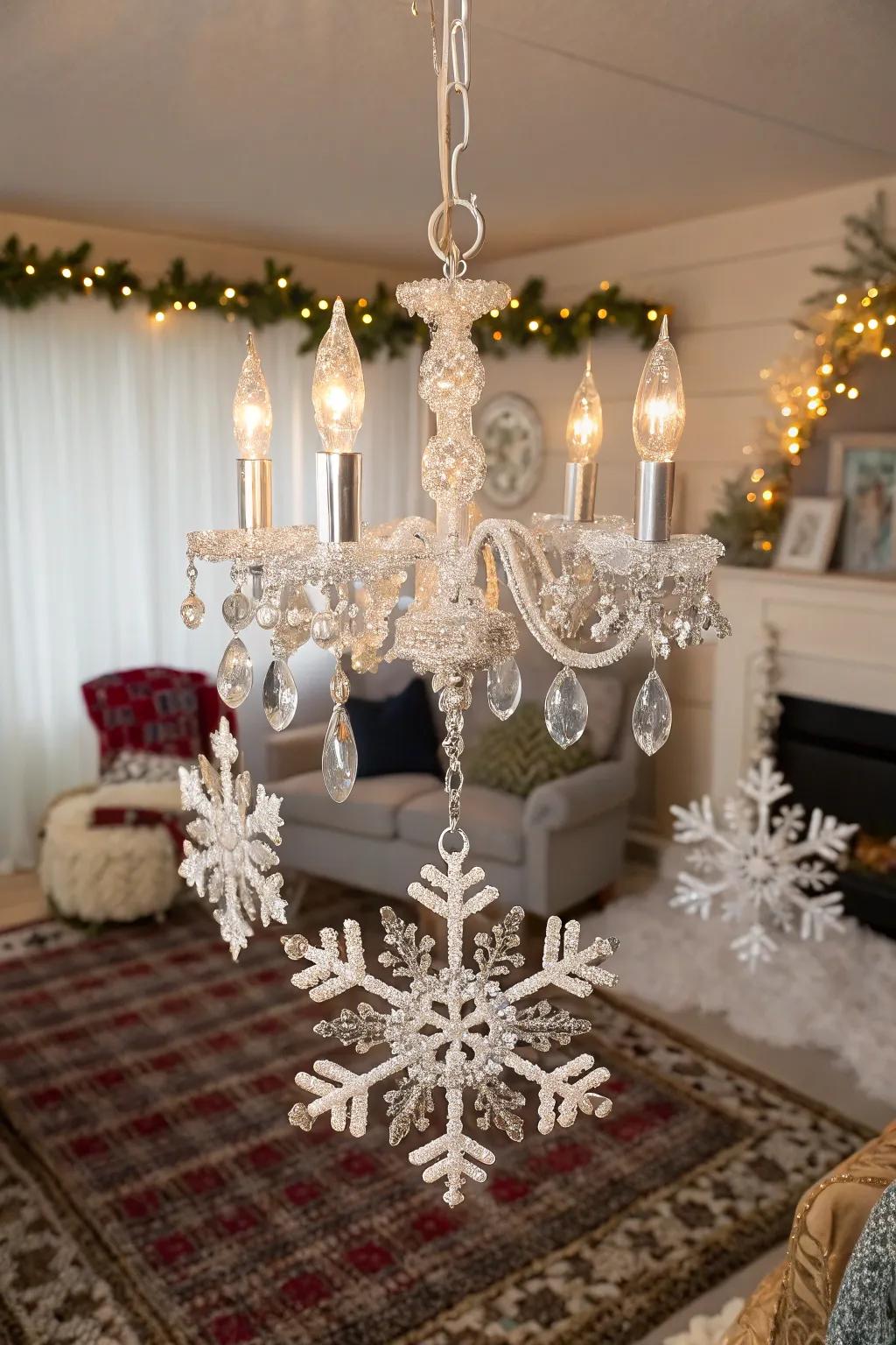 Ice crystal baubles append a wintry glimmer to any chandelier.