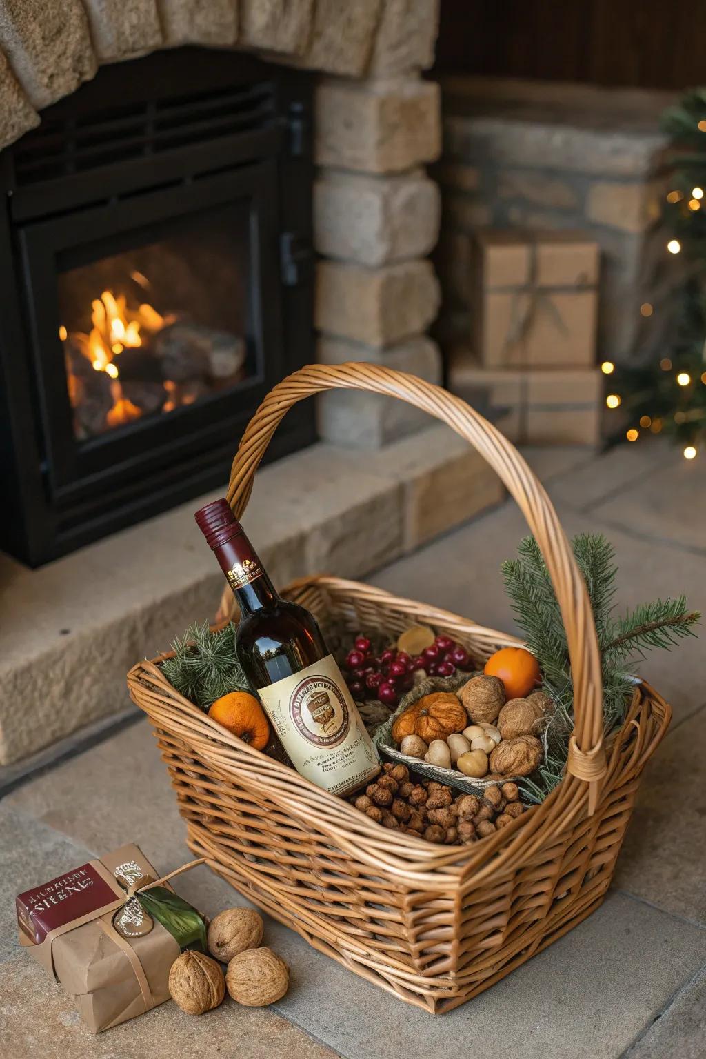 A brandy hamper that makes you want to relax by the fire.