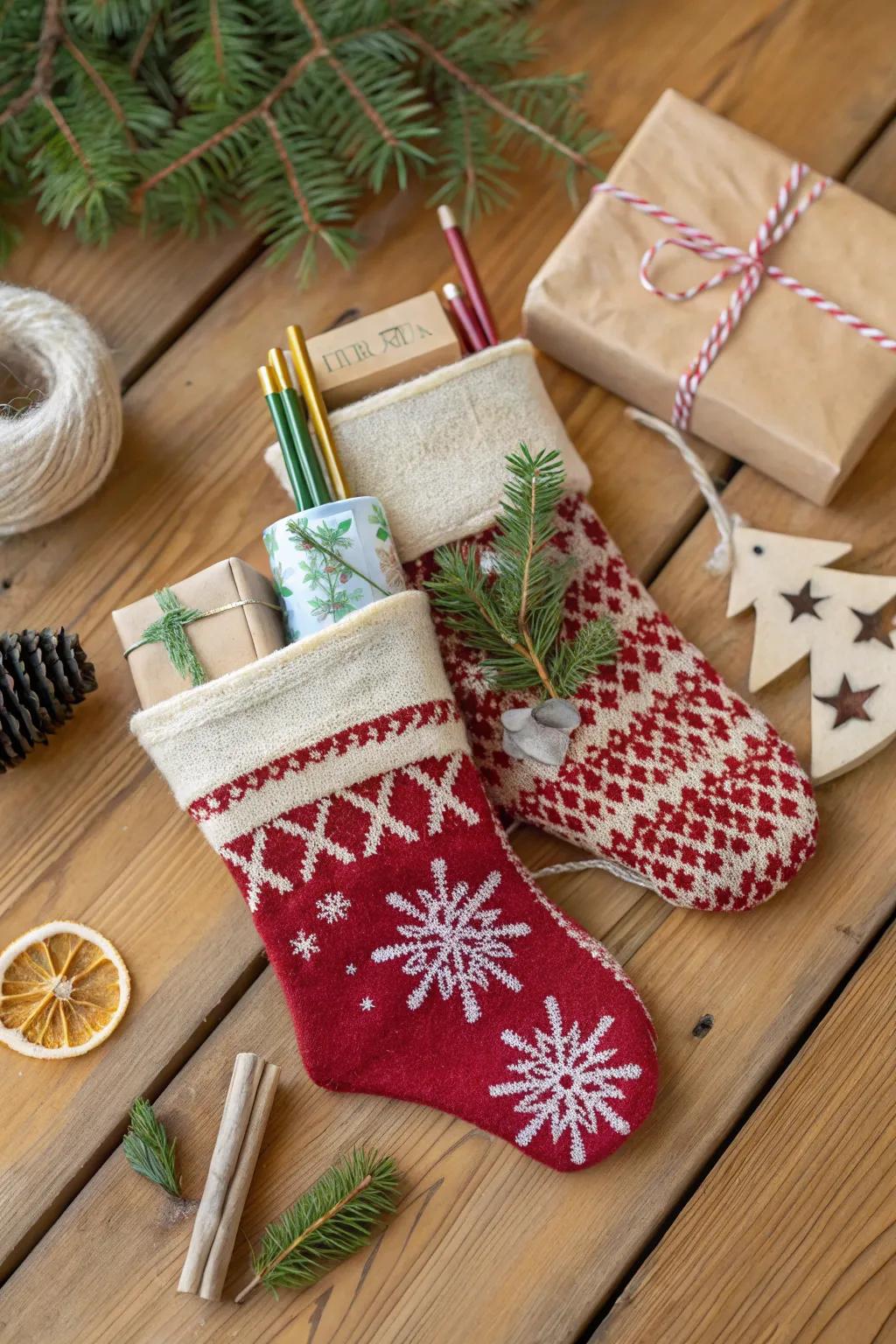 Earth-friendly surprises are a thoughtful addition to your sock exchange.