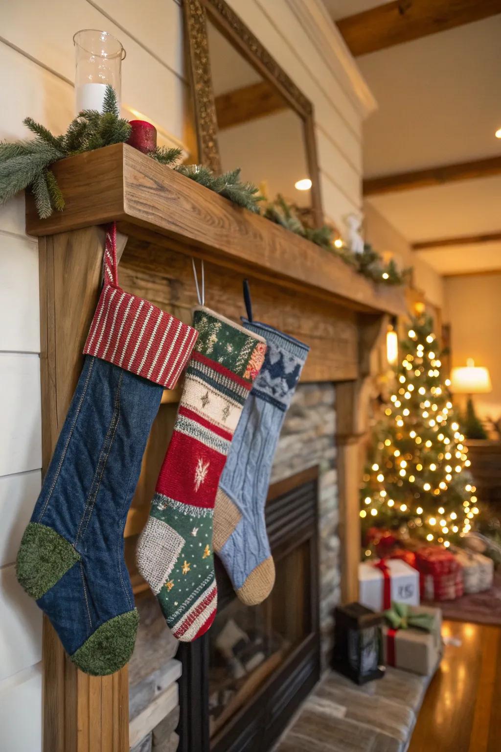 Eco-friendly stockings crafted from recycled materials offer a unique texture.