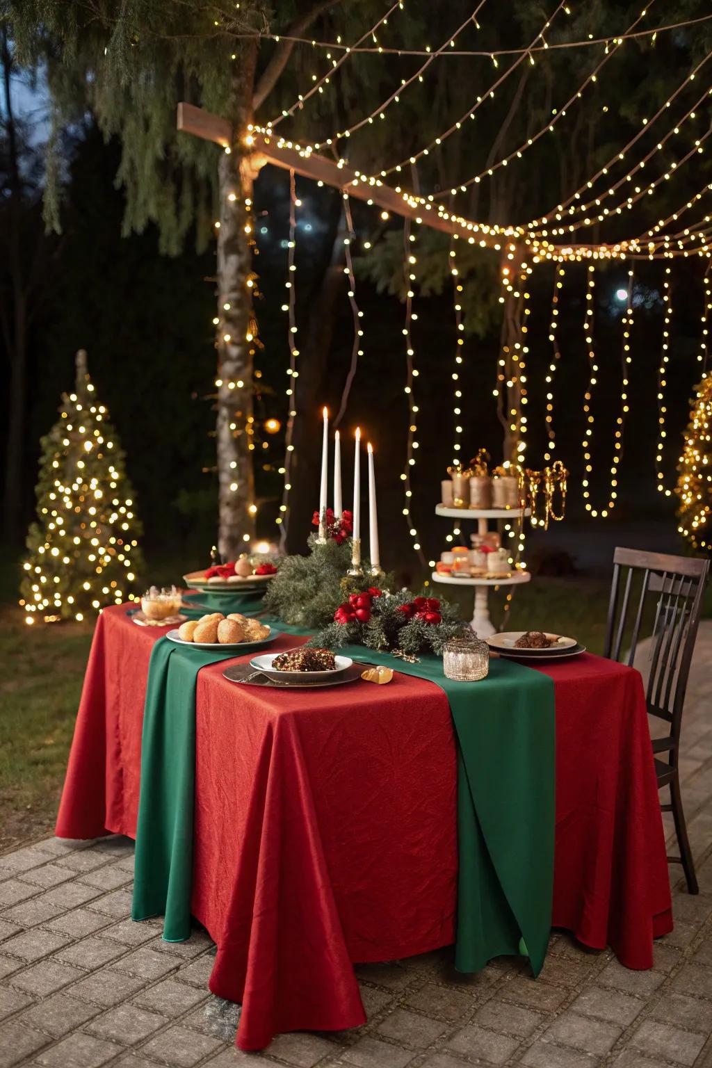 Tiny lights impart a hint of enchantment to the holiday table.