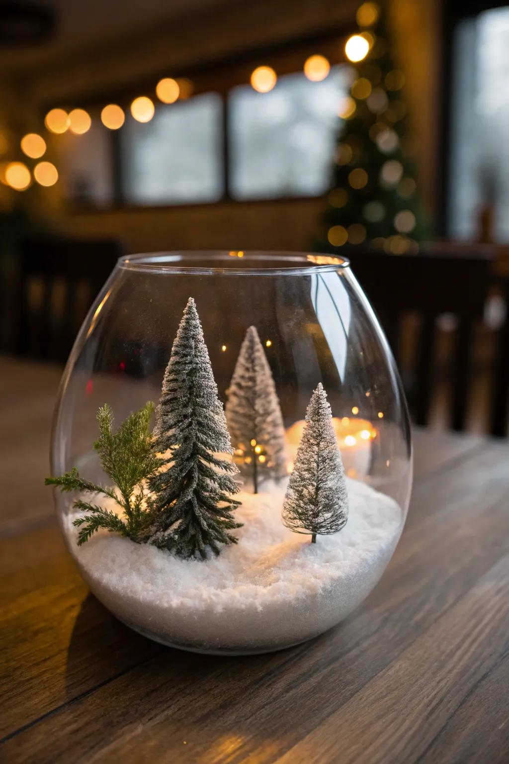 Capture a winter wonderland in a vase.