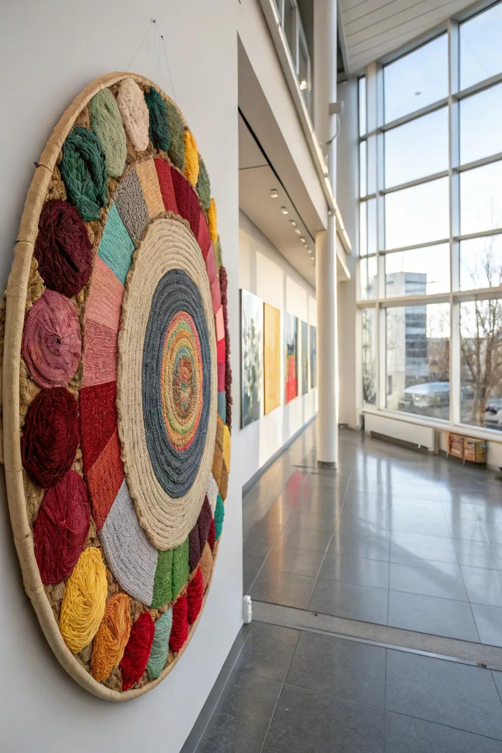 Experiment with textures through assorted material circles.