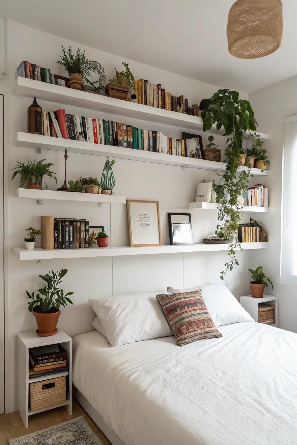 Clever storage keeps mess away in this tidy bedroom.