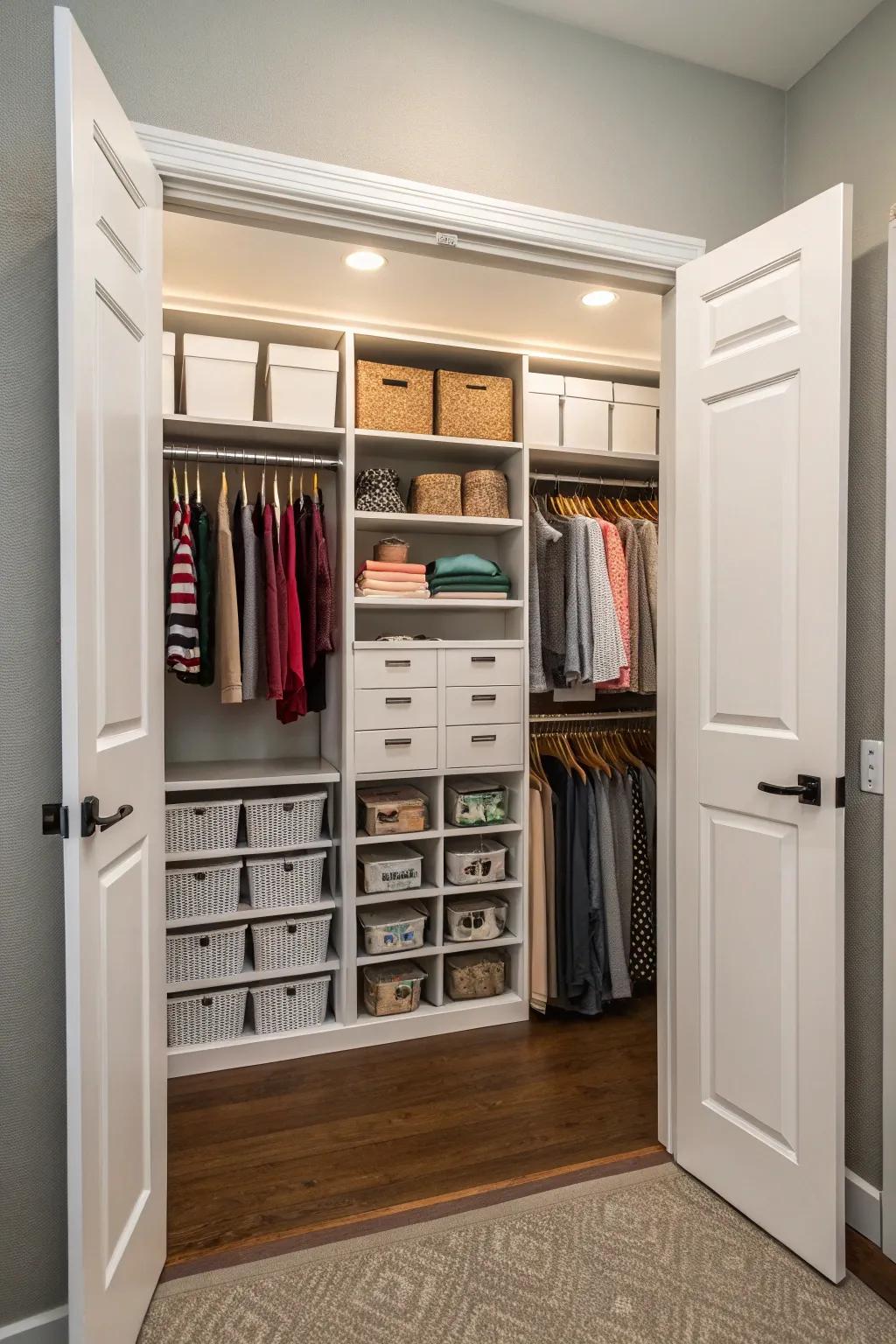 Tailored interiors provide a neat and customized storage solution.