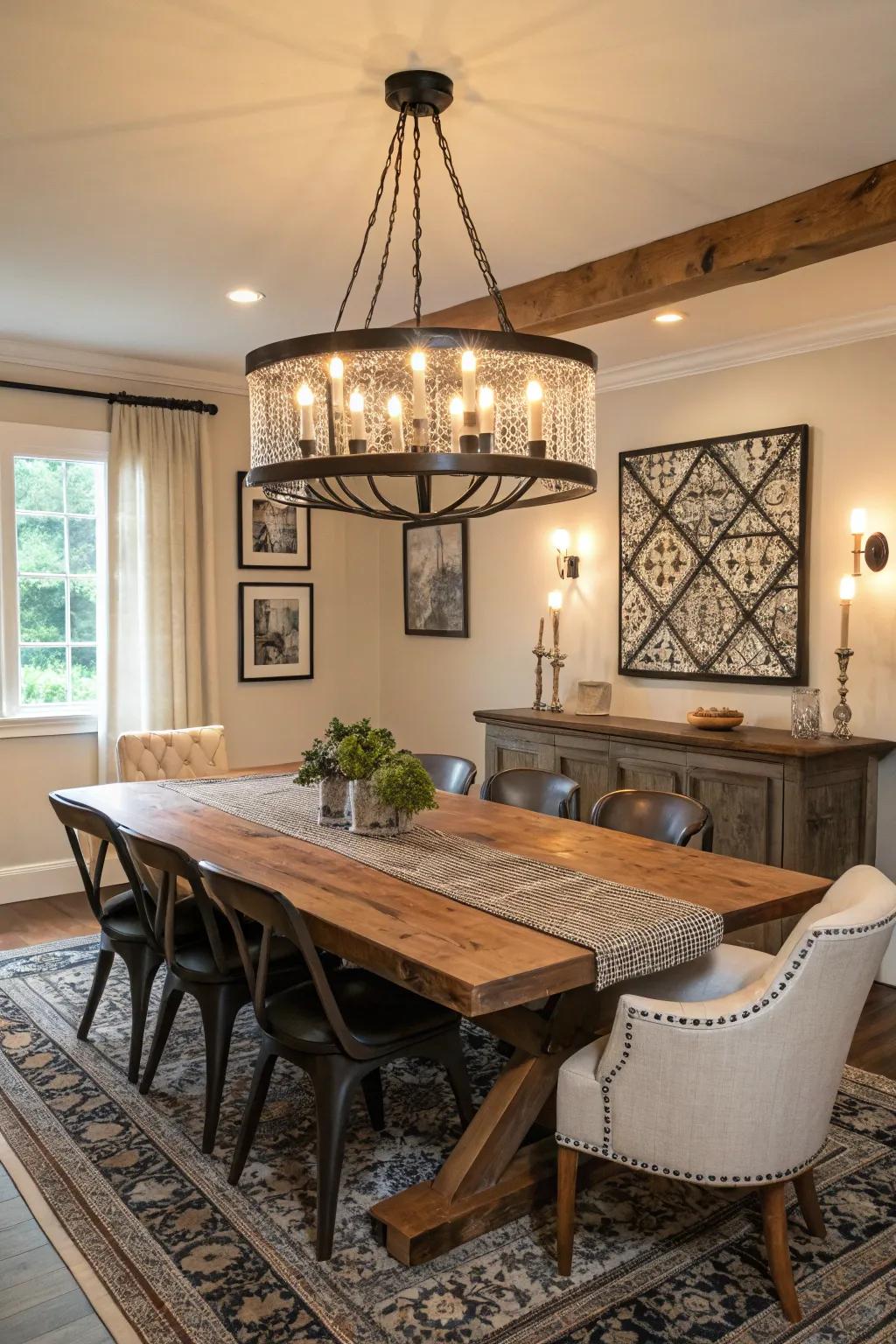 The fusion of modern and heritage creates a vibrant coastal farmhouse aesthetic.