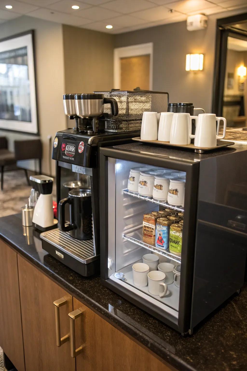 A multi-functional coffee and bar arrangement for every setting.