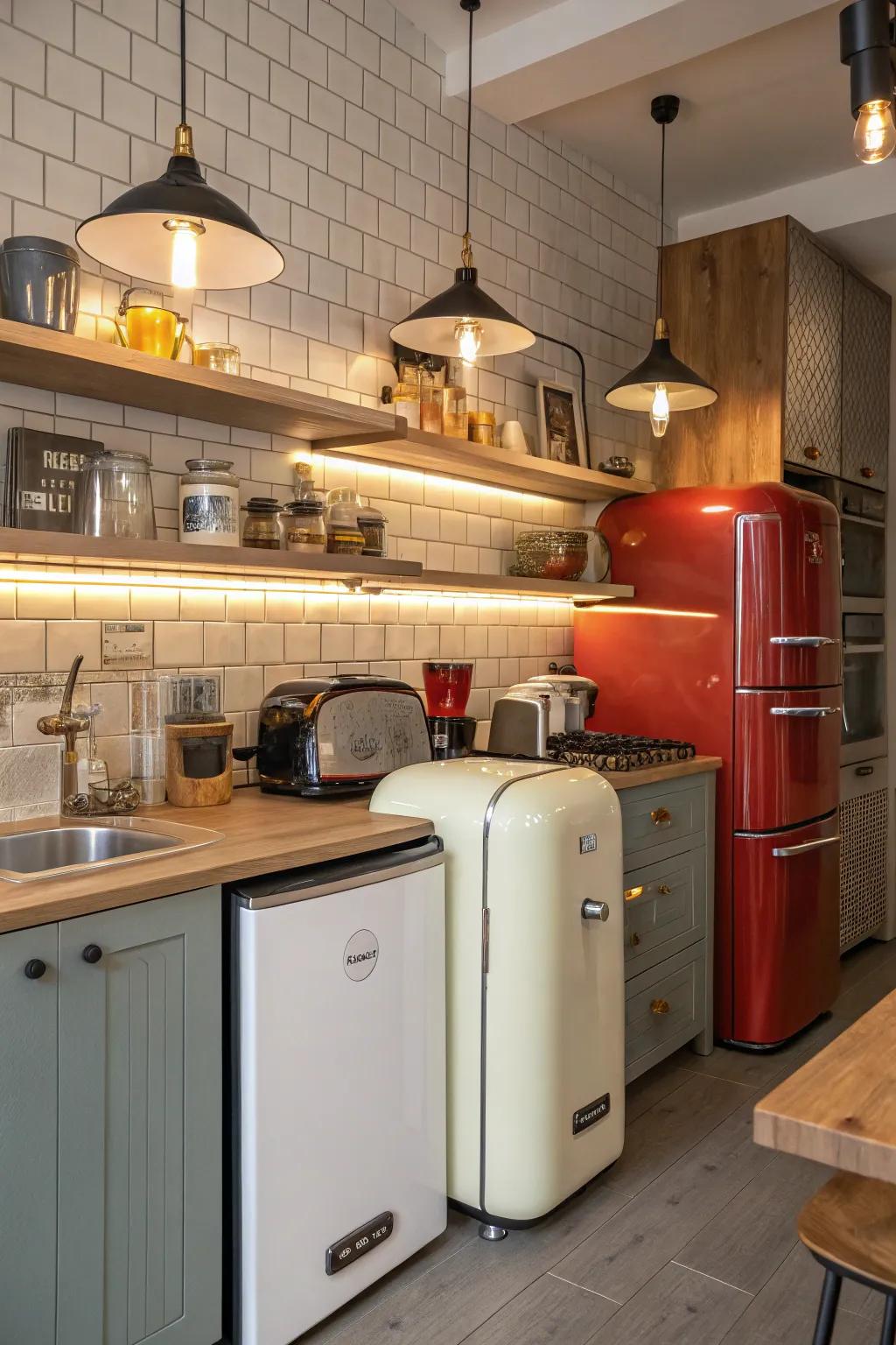 An unconventional integration of heritage and modern aspects culminates in a distinct kitchen aesthetic.