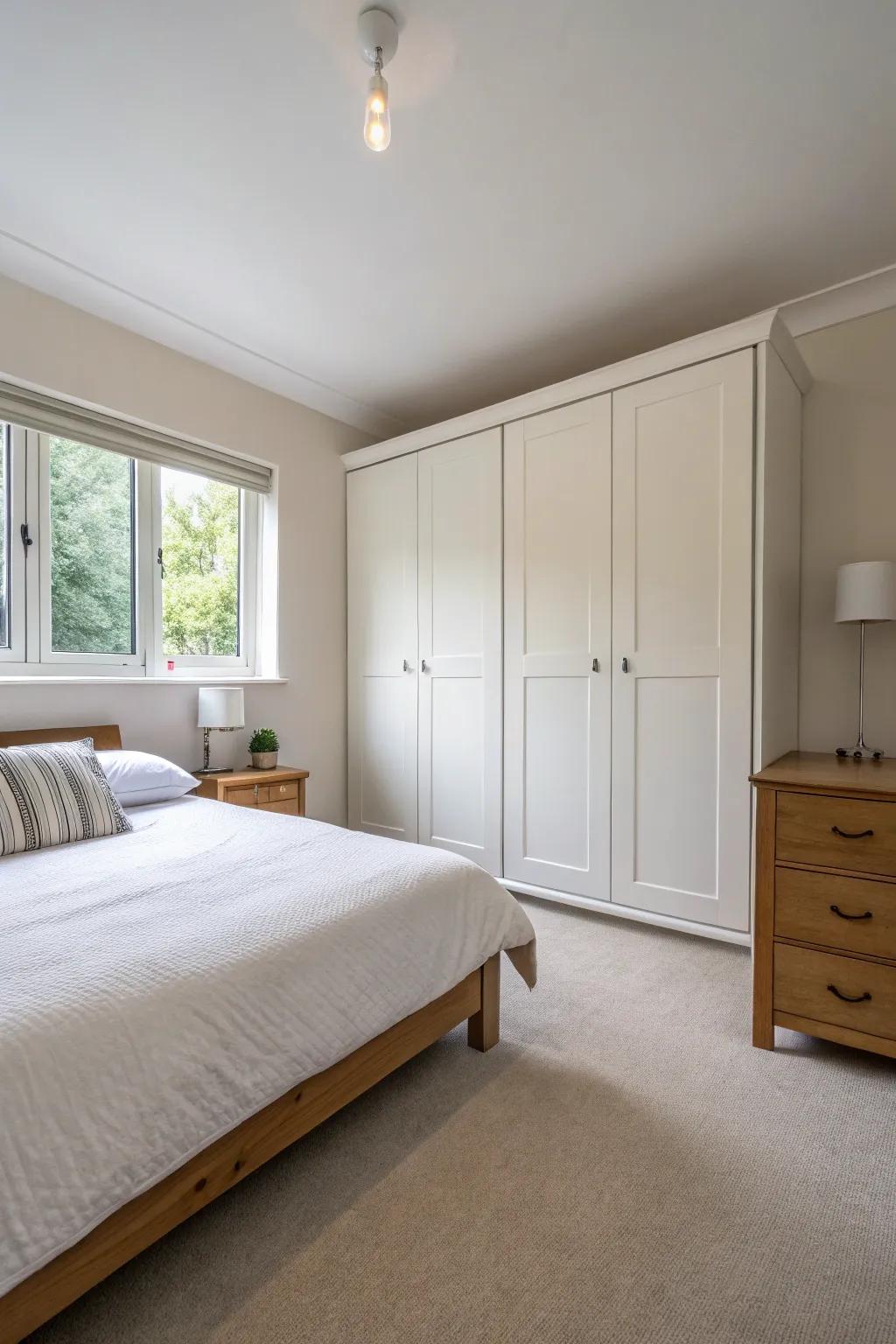 Simple lines and minimalism define this modern bedroom.