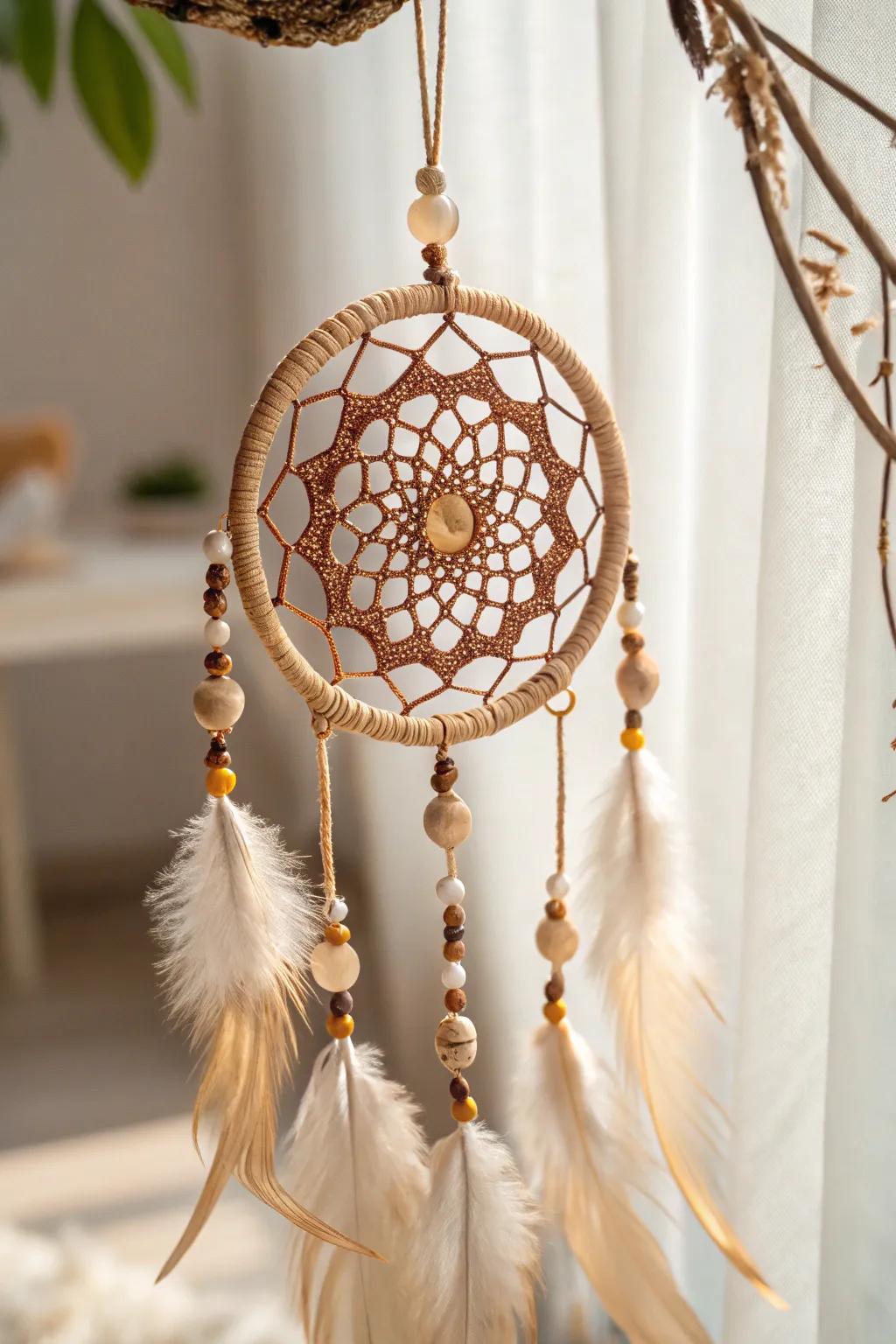 Capture the magic of simplicity with this enchanting beaded amulet.