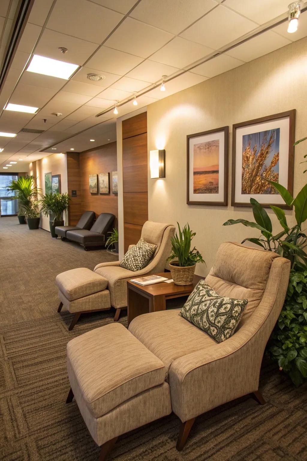 Recreation area in an office for relaxation and socialization.