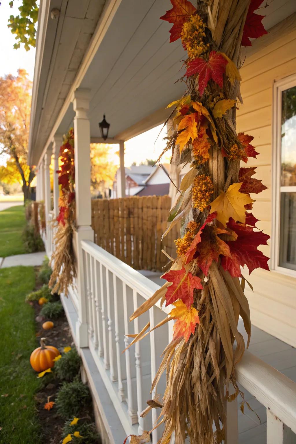 A corn stalk swag introduces celebratory appeal to your aesthetics.