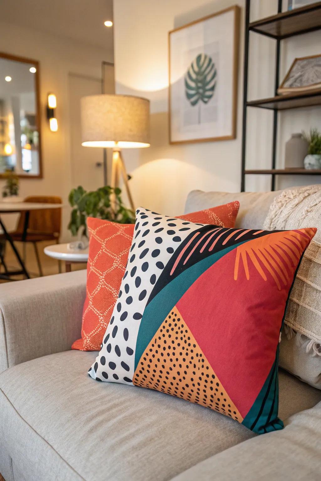 A standout pillow acts as a stunning key point.